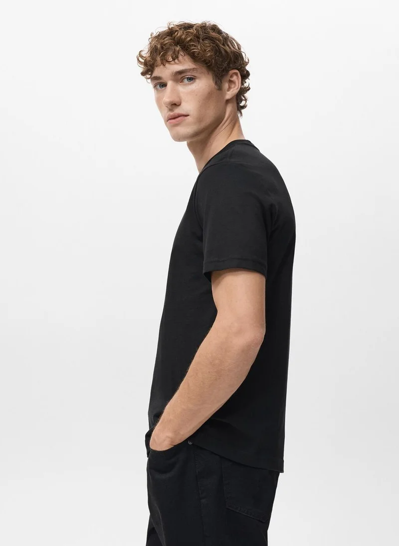 Mango Man  100% cotton slim-fit t-shirt for Men | Best Price UAE
